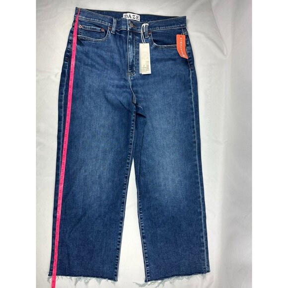 NWT DAZE Pleaser High Waist Raw Hem Crop Jeans Size 32 - Picture 9 of 10